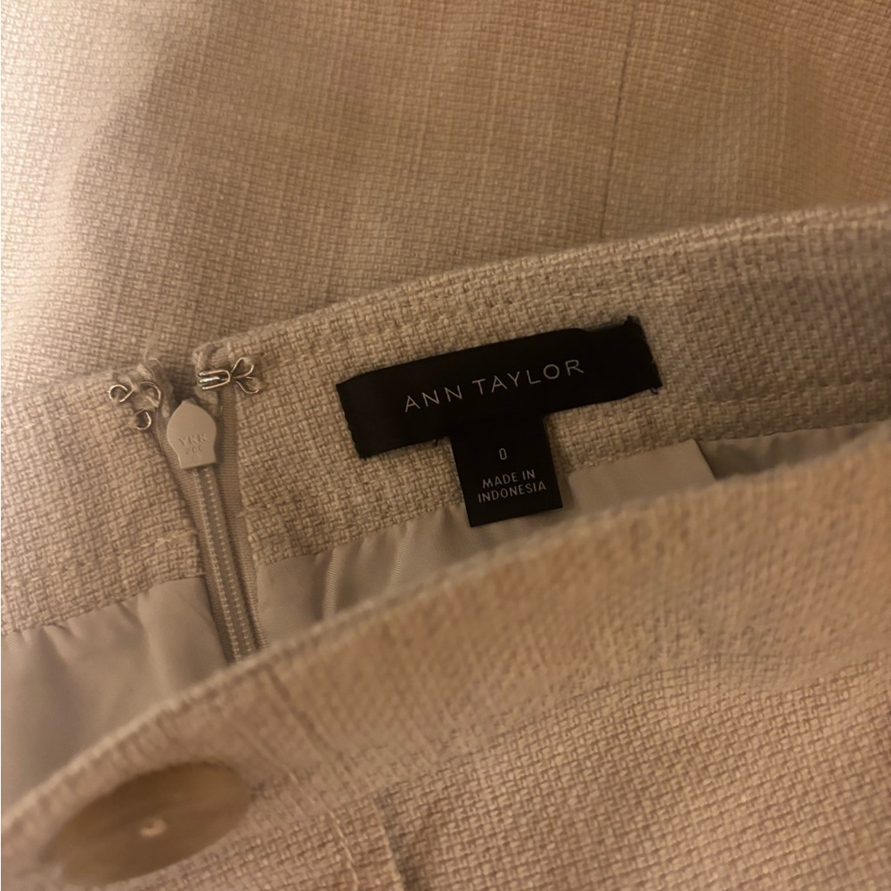 Ann Taylor Cream A-Line Skirt with Button Detail - Picture 7 of 7